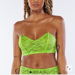 Savage X Fenty All Over Me Lace Bandeau Bralette green